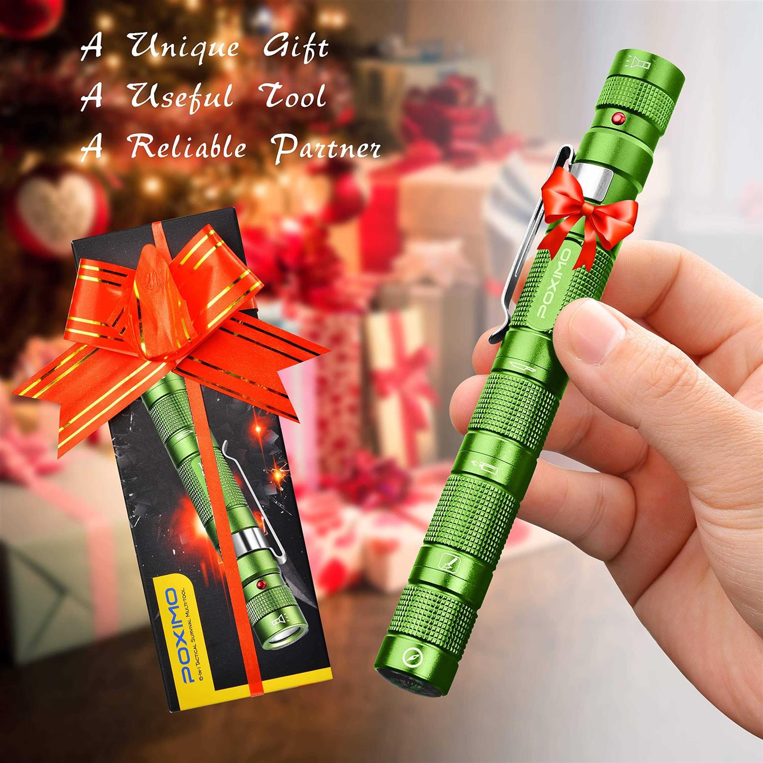 POXIMO EDC Multitool 5-In-1 Tactical Survival Gear with Flashlight