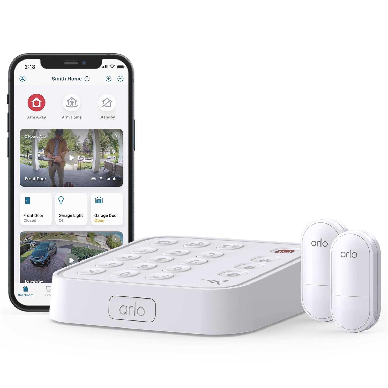 Arlo Home Security System with Wired Keypad Sensor Hub and 8-in-1 Sensors