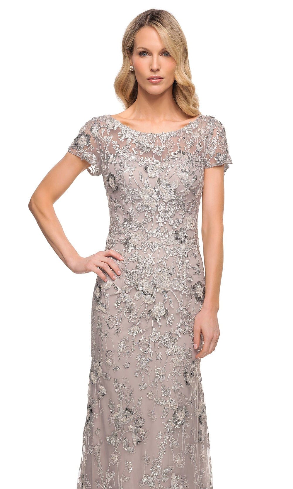Embroidered Mother of the Groom Sheath Dress
