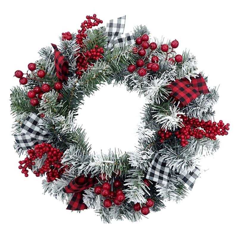 At Home 20 Berry & Frosted Pine Wreath