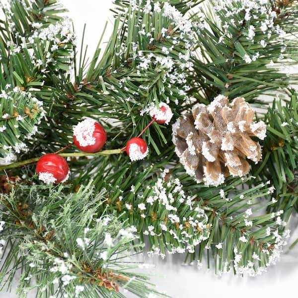 Astella 6 ft. Snow Cashmere Mix Pine Garland 106 Tips and Pinecones & Berry CG100