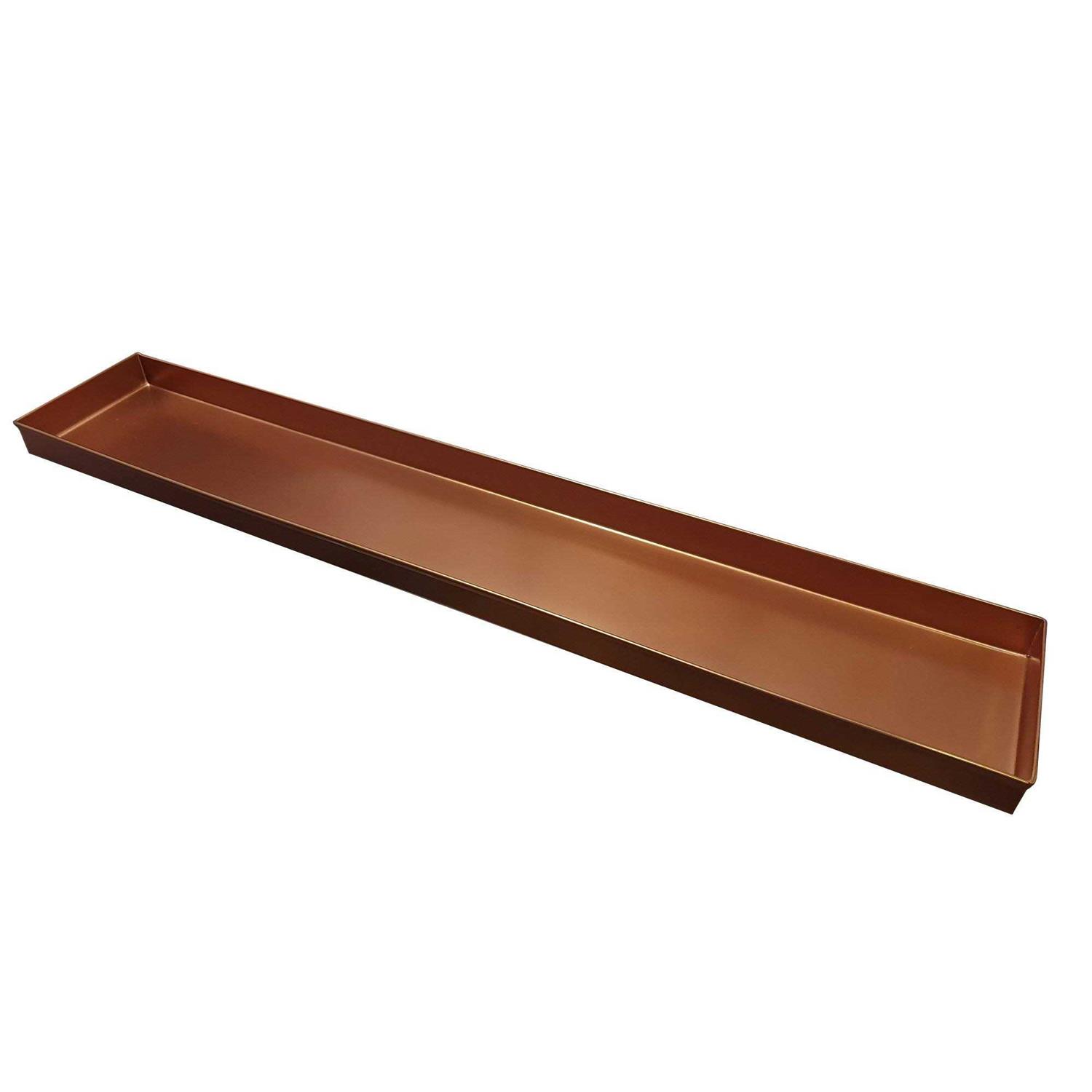 Benjara 29 Inch Rectangular Metal Window sill Plant Tray with Trim Edges BM195220