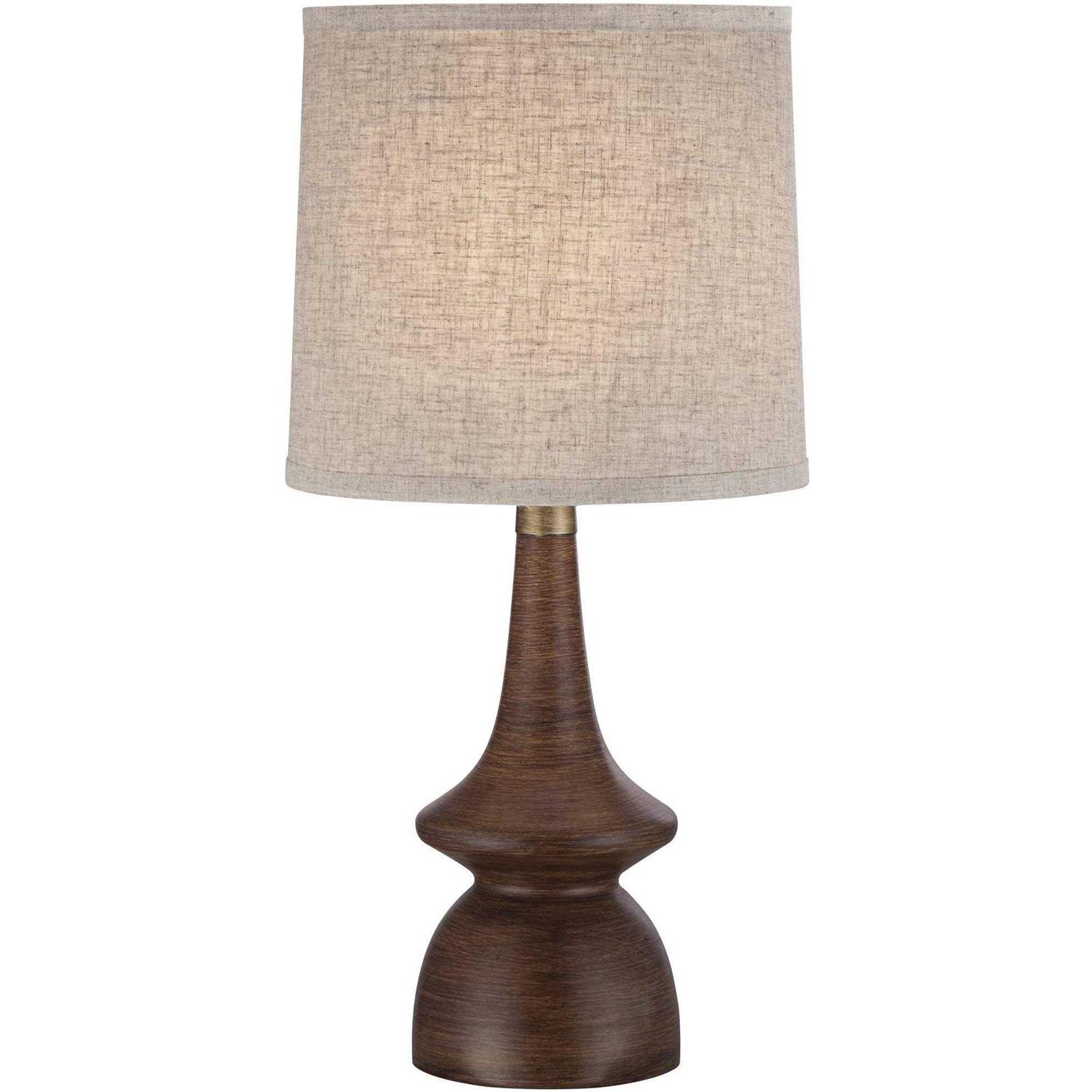 360 Lighting Rexford Mid Century Modern Table Lamp 24 High Walnut Faux Wood Brown Off White Linen Tapered Drum Shade for Bedroom Living Room House
