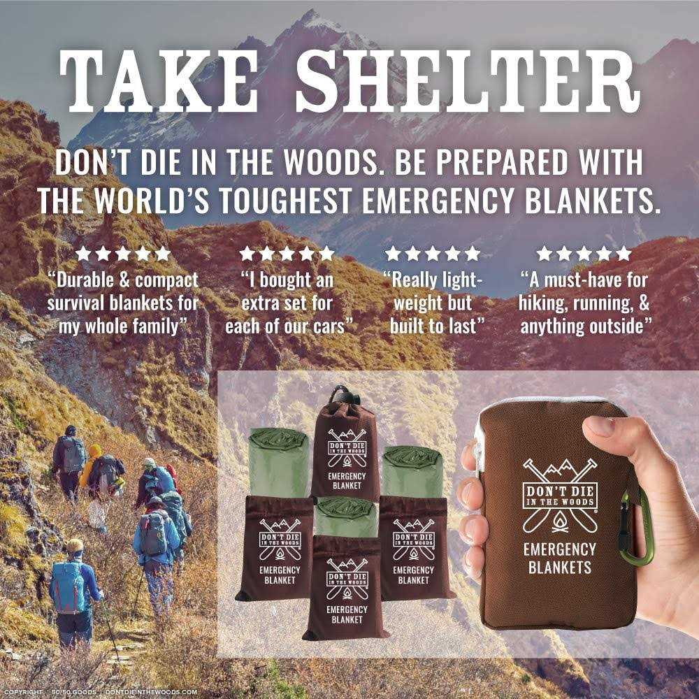 Don’t Die In The Woods Emergency Blankets Thermal Mylar Space