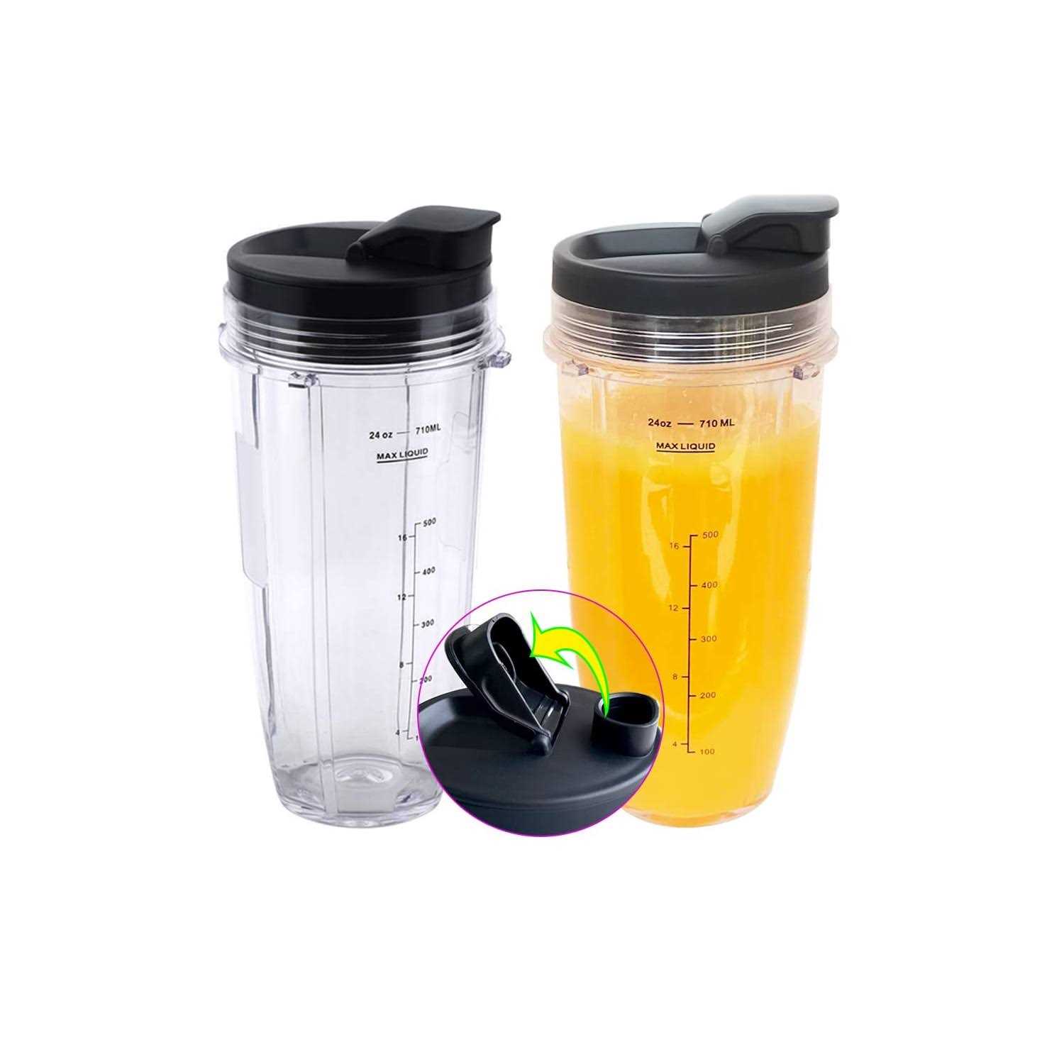 ABTER Replacement 24oz Nutri Ninja Blender Cup with Sip & Seal Lid For BL450 BL456 BL480 BL482 BL640 BL642 BL682 BN401 BN751 BN801 Foodi SS101 SS151
