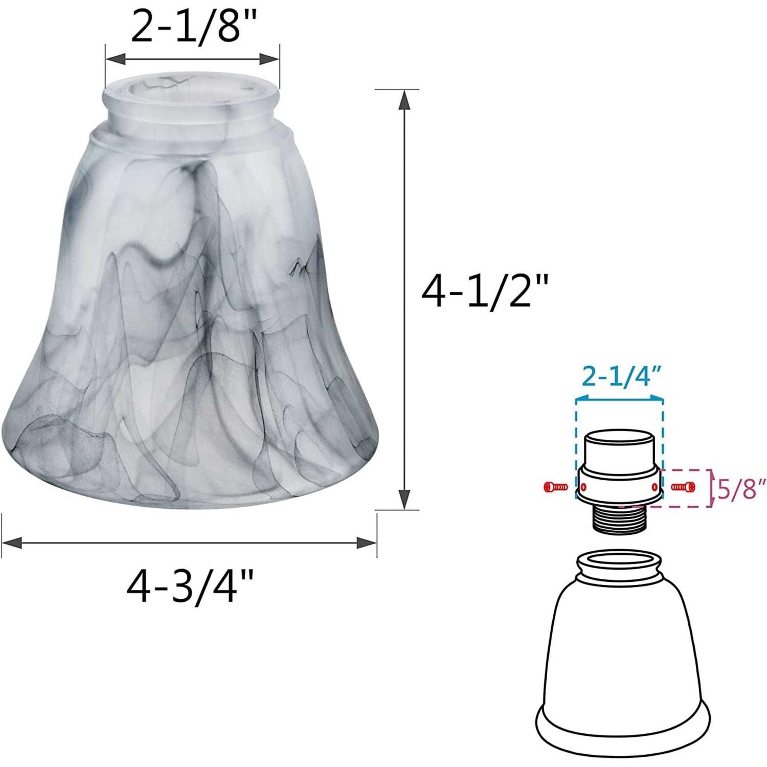 Aspen Creative 23166-4 Traditional Smokey Alabaster Bell Ceiling Fan Replacement Glass Shade