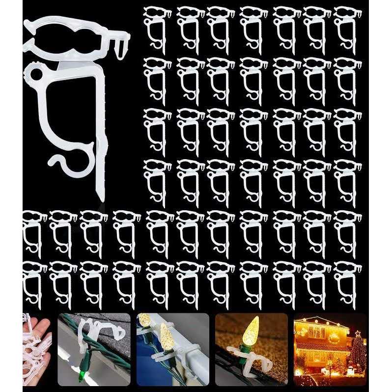 Tite 100 Pcs Mini Plastic Gutter Hanging Hooks Outdoor Christmas Lights Hooks Clips for Christmas Party Birthday Wedding Decoration