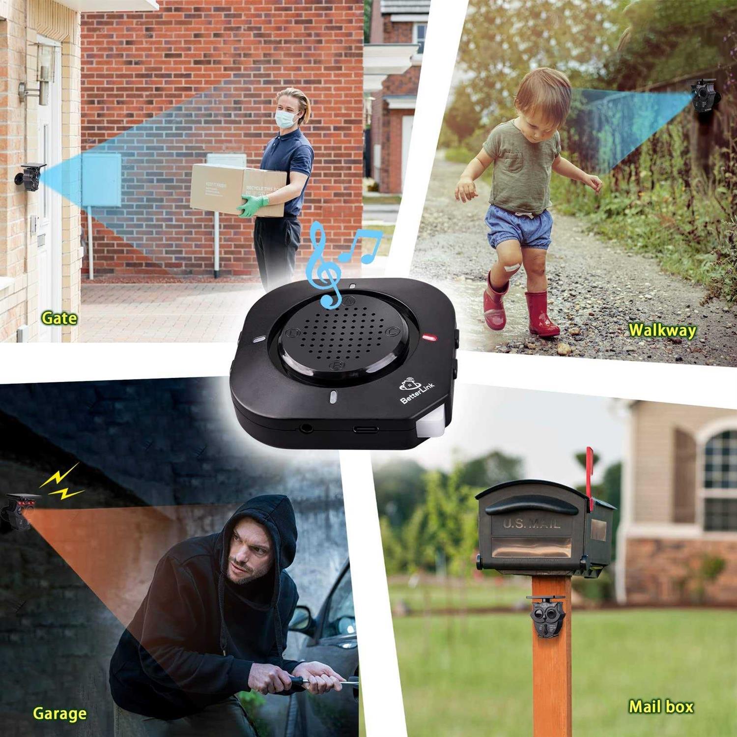 1/2 Mile Long Range Solar Wireless Driveway Alarm System IP65 Weatherproof Outdoor Motion Detectors&Sensor 120dB Siren Sound Light Security Alert