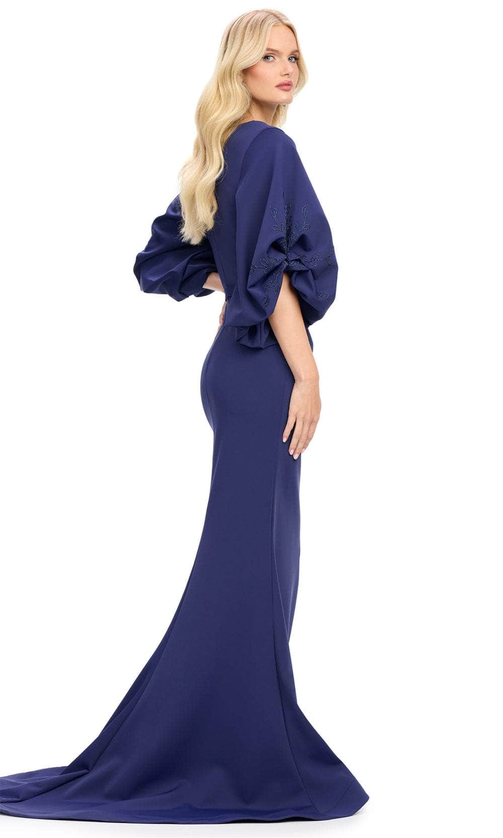 Balloon Sleeve Mermaid Evening Gown