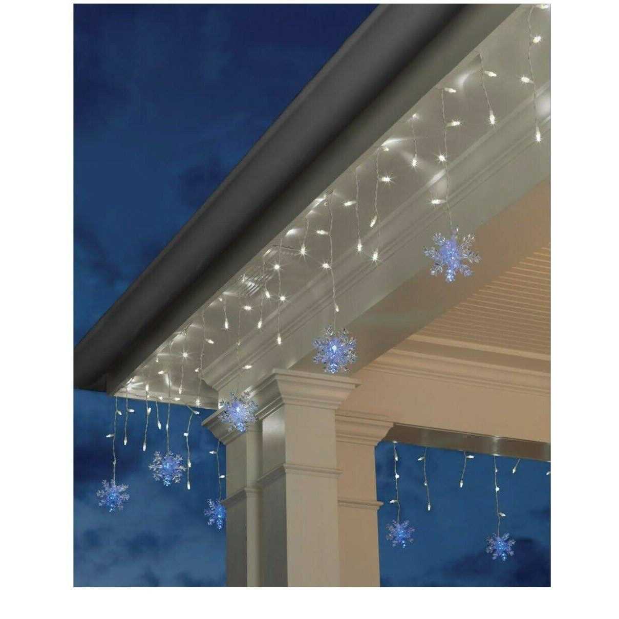 70L Cool White Christmas LED Dome Icicle Lights with Snowflakesa Home Accents Holiday