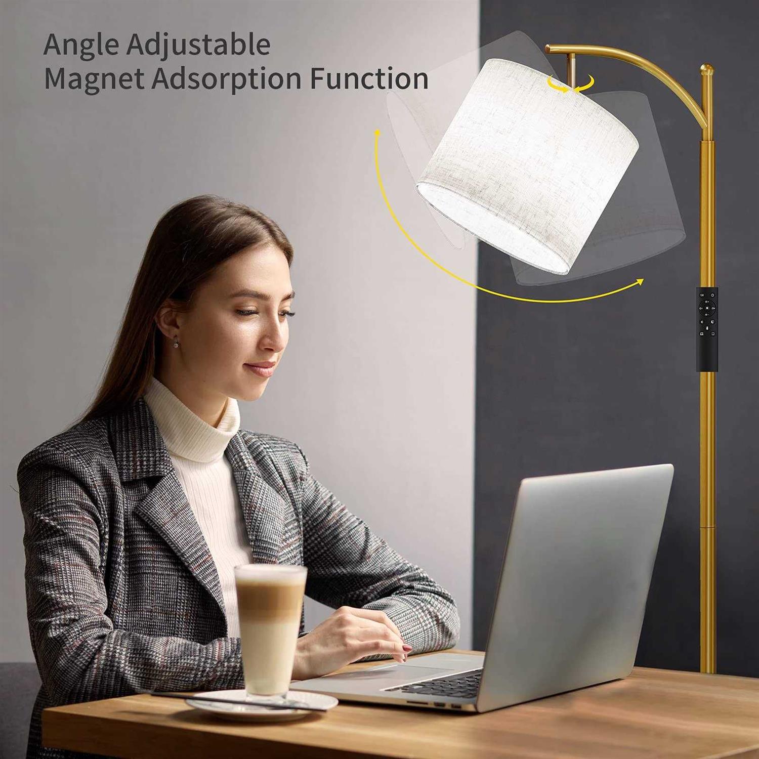 SUNMORY Arc Floor Lamp, Modern Floor Lamp with Romote Control and Stepless Dimmable Bulb