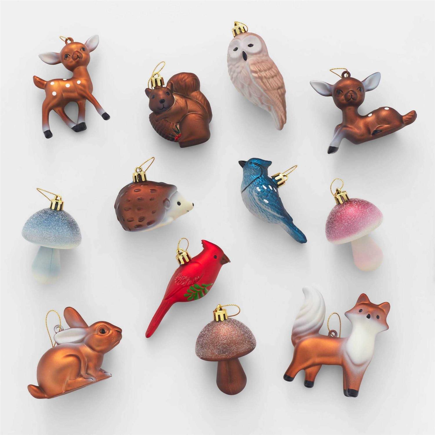 Wondershop Woodland Animals Christmas Tree Ornament Set 12pc