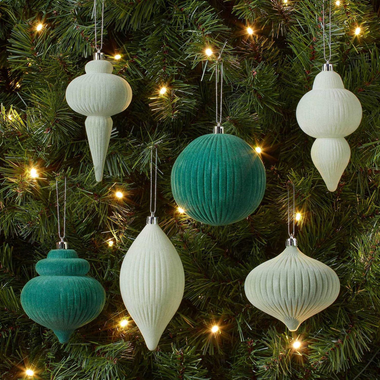 Wondershop Flocked Finial Christmas Tree Ornament Set 6pc