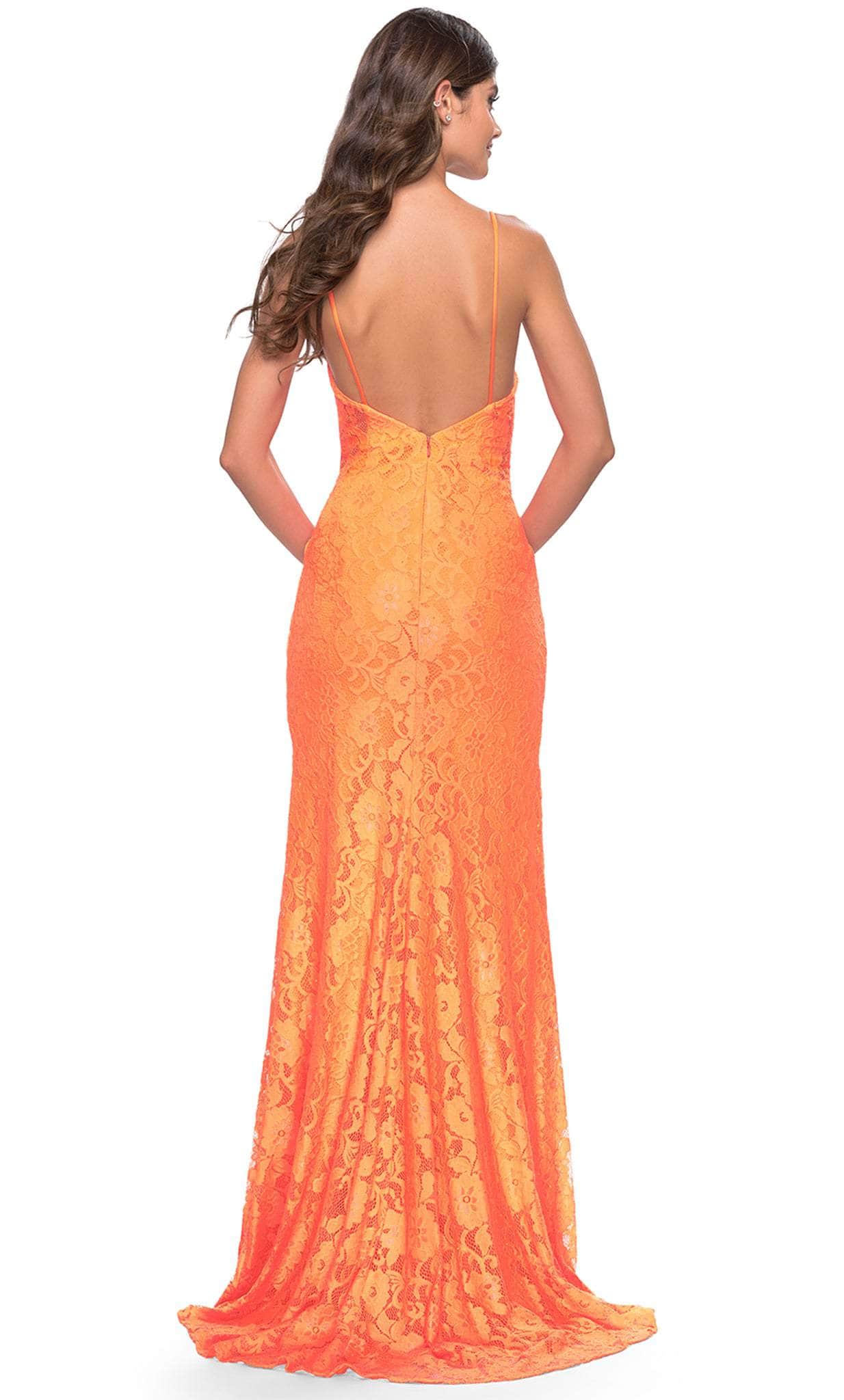 V-Neck Stretch Lace Long Prom Dress