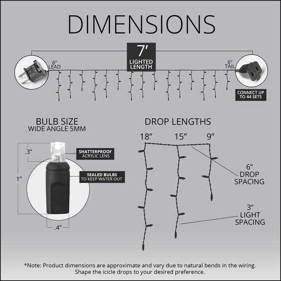 70 5mm Red Cool White LED Icicle Lights