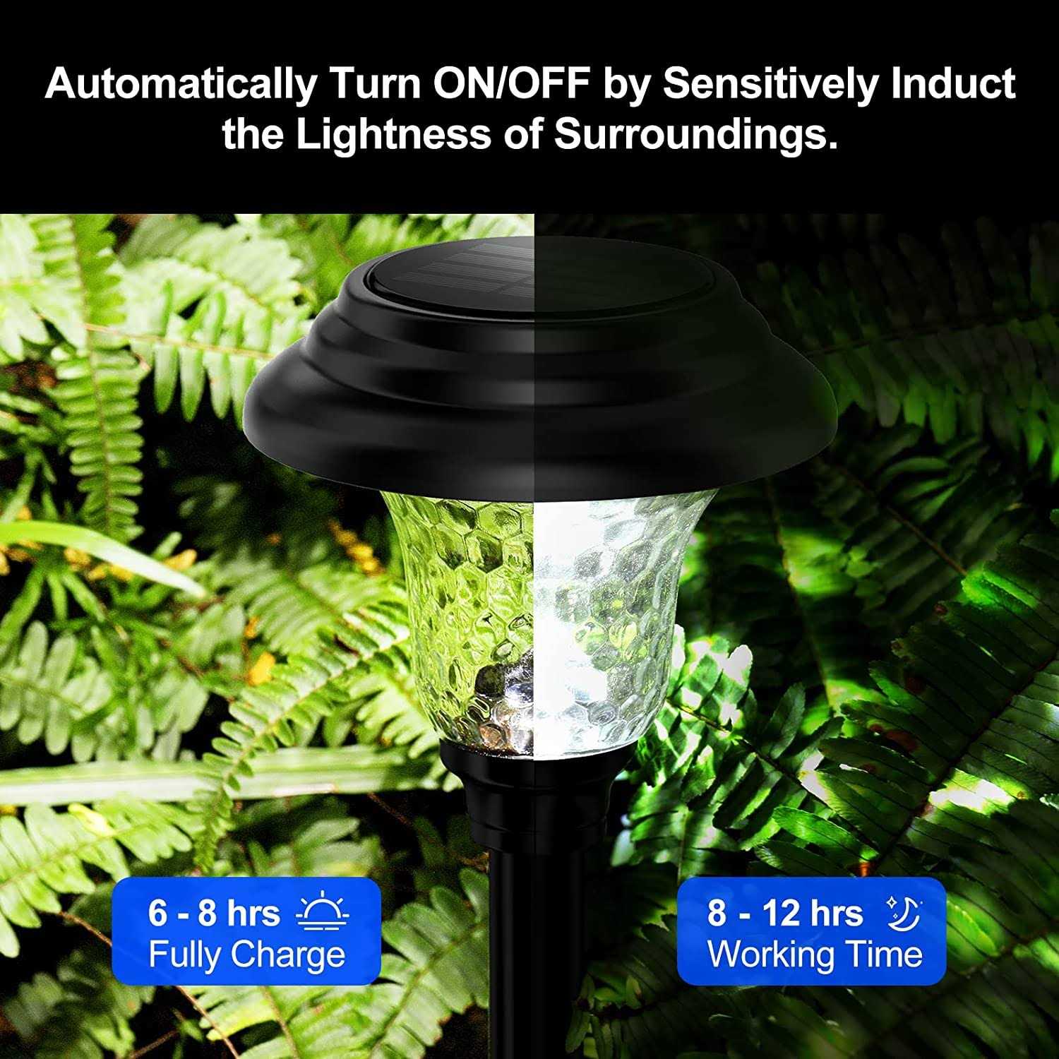 Balhvit Glass Solar Lights Outdoor Super Bright Solar Pathway Lights