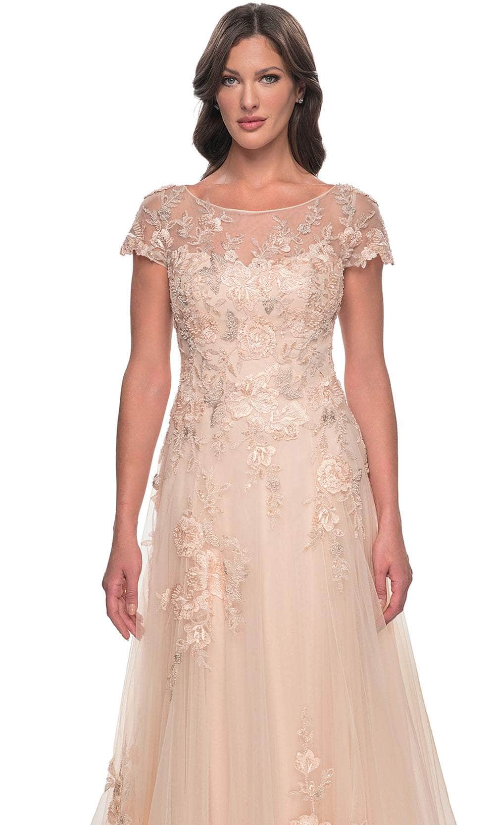 Short Sleeve A-line Prom Gown