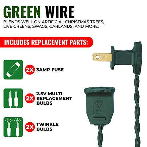 612 Vermont 100 Clear Christmas Twinkle Lights on Green Wire, Indoor and Outdoor Use