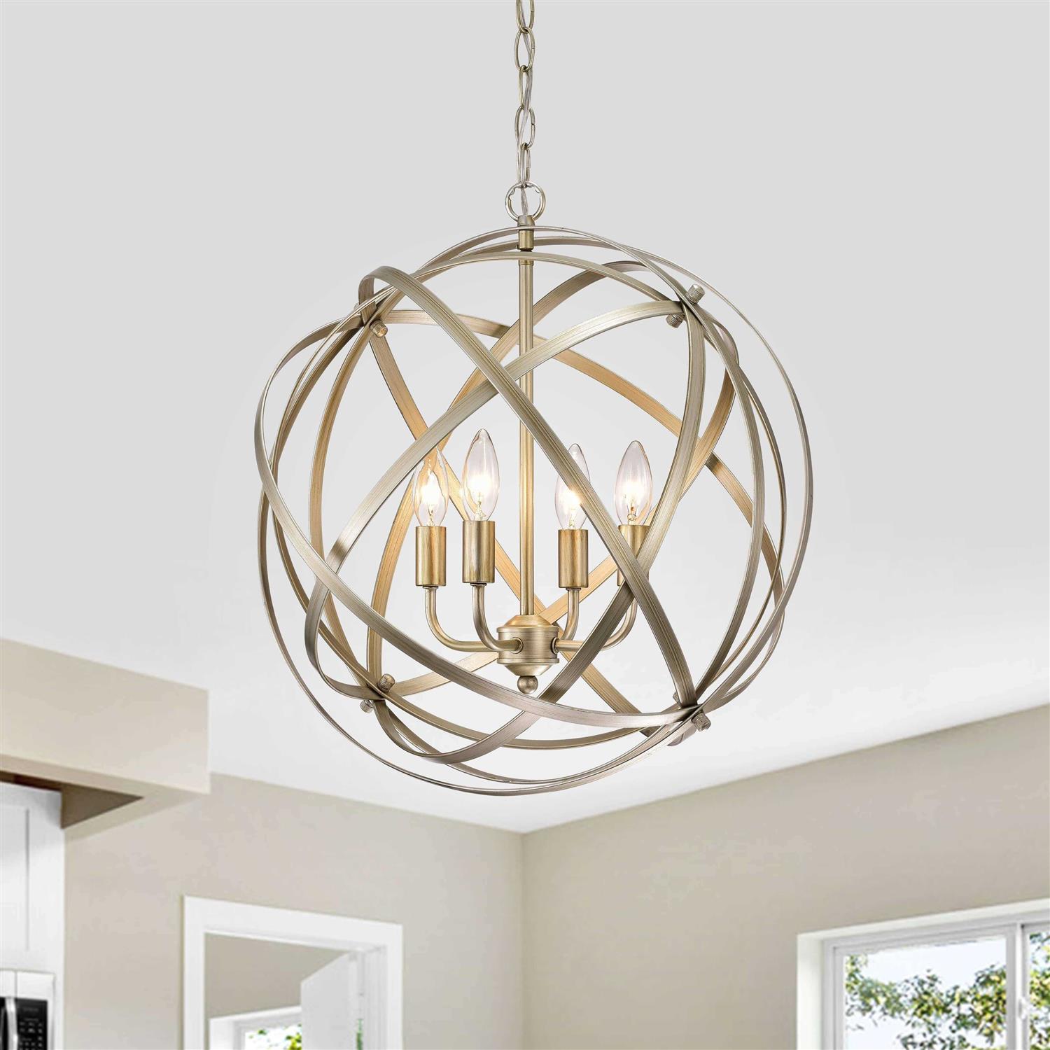 The Lighting Store Benita light Gold with Bronze Tone Metal Large Orb 4-light Chandelier