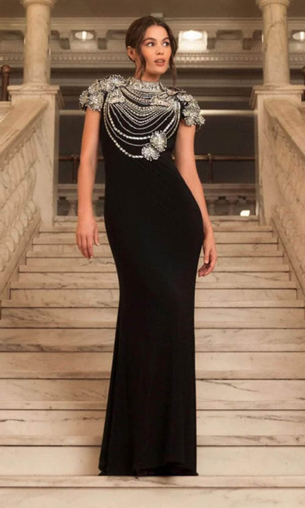 Crystal Beaded Sheath Evening Dress