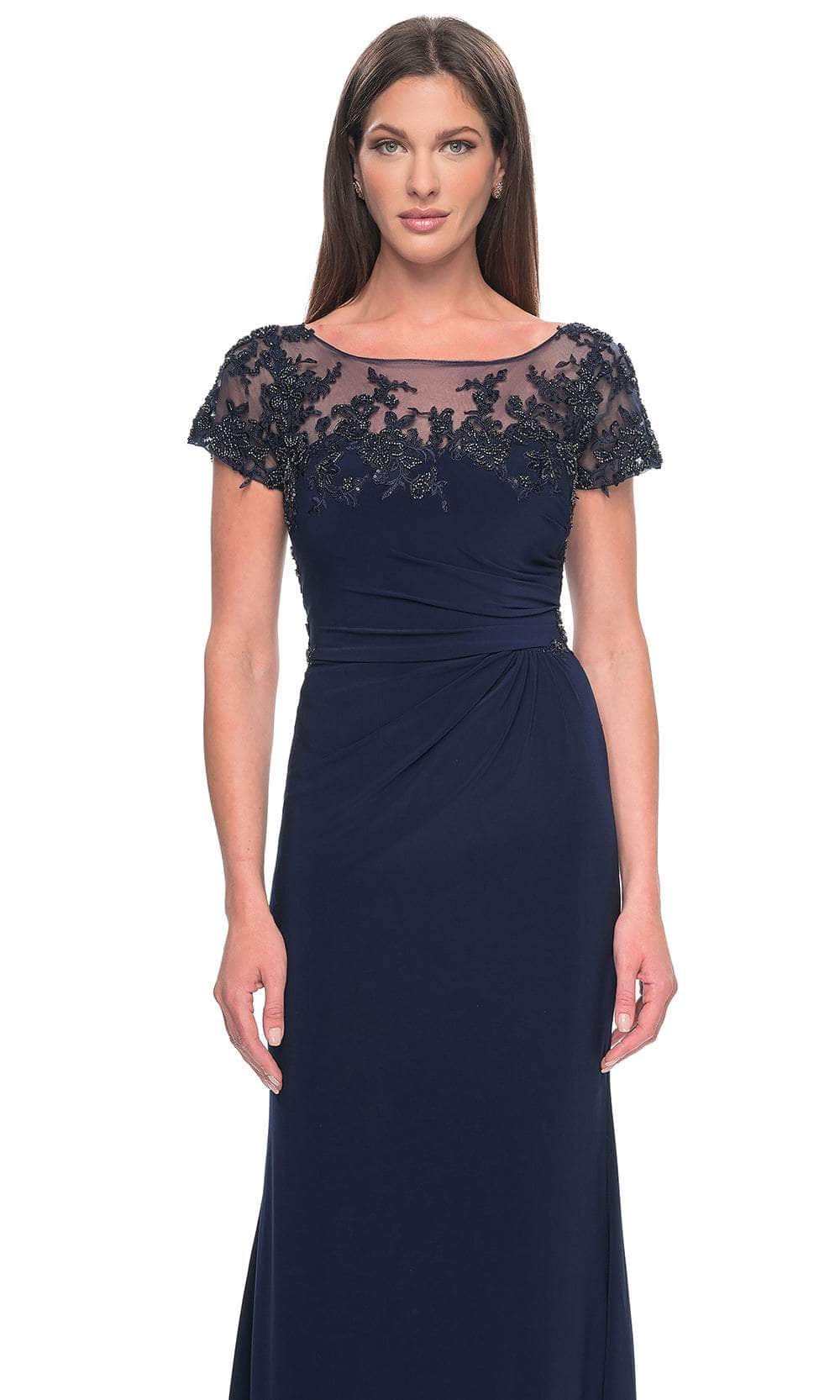 Short Sleeve Ruched Detailed Evening Dress