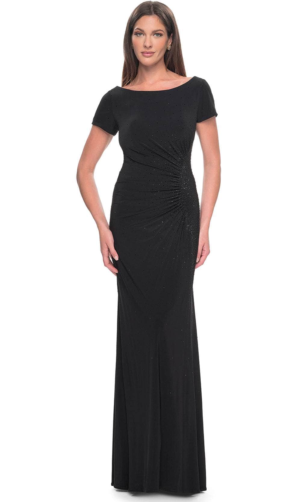 Short Sleeve Draped Evening Dress
