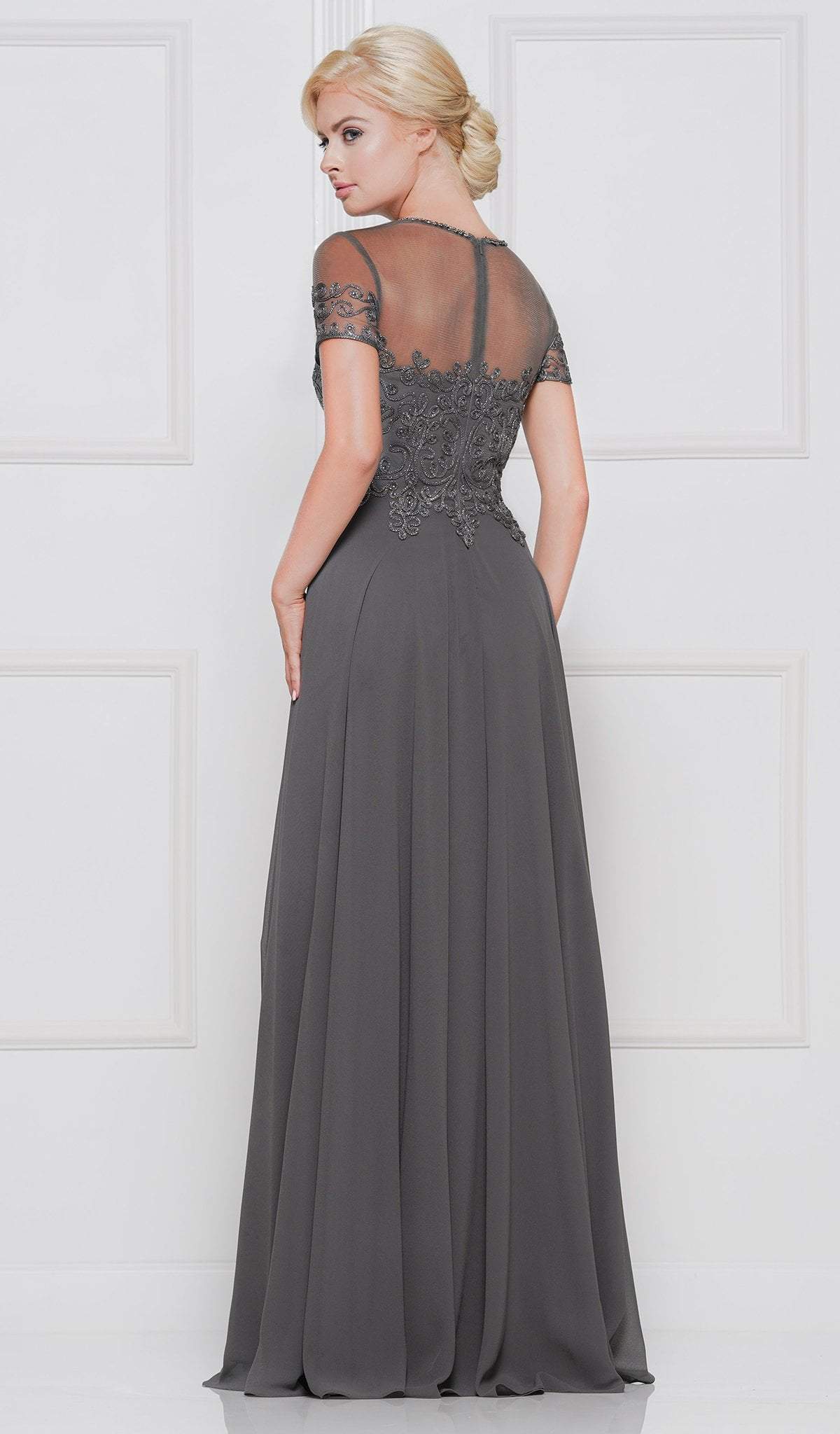 Short Sleeve Queen Anne Soutache Gown M271