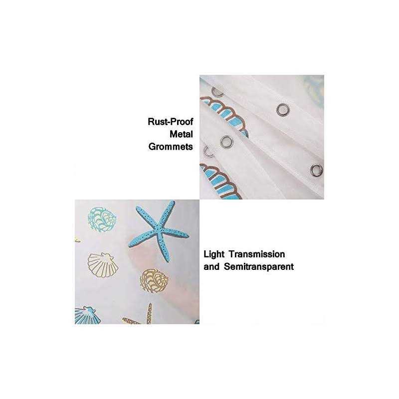XIGUI Modern Bathroom Shower Curtain Waterproof Peva Plastic Sea Shell Shower Curtain