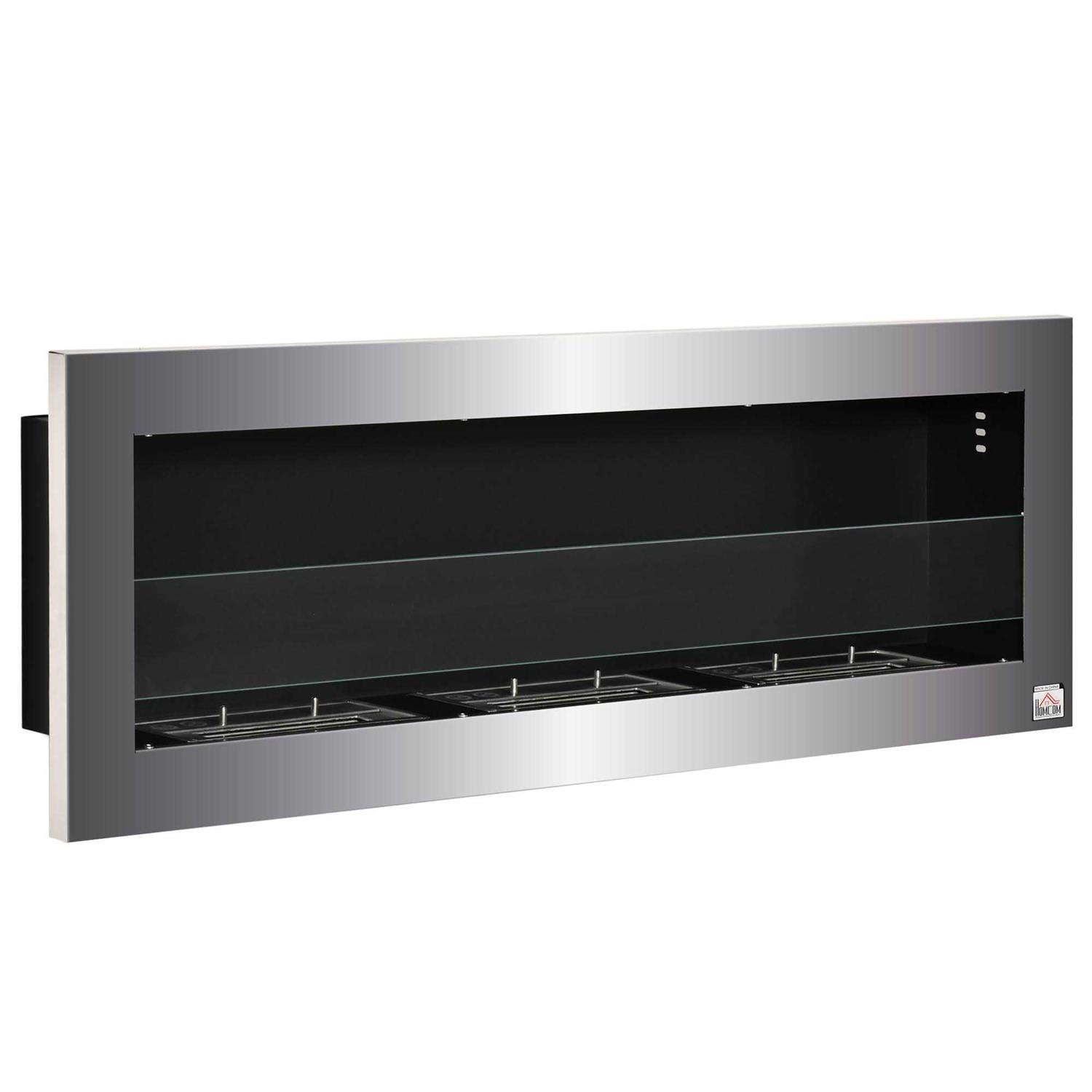 HOMCOM Ethanol Fireplace 47.25 Wall-Mount 0.3 Gallon Steel 215 Sq Ft