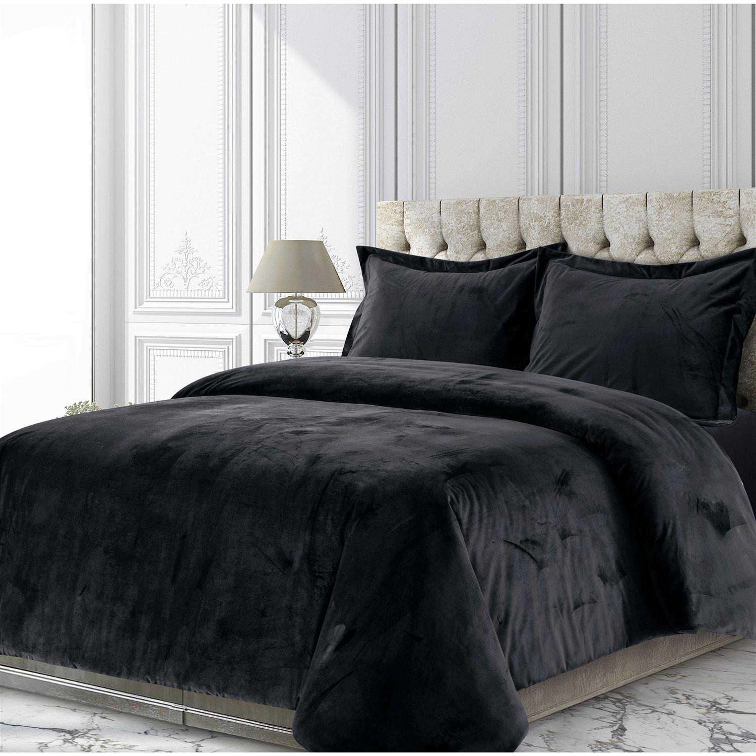 Tribeca Living Venice Velvet Oversized Solid Duvet Set