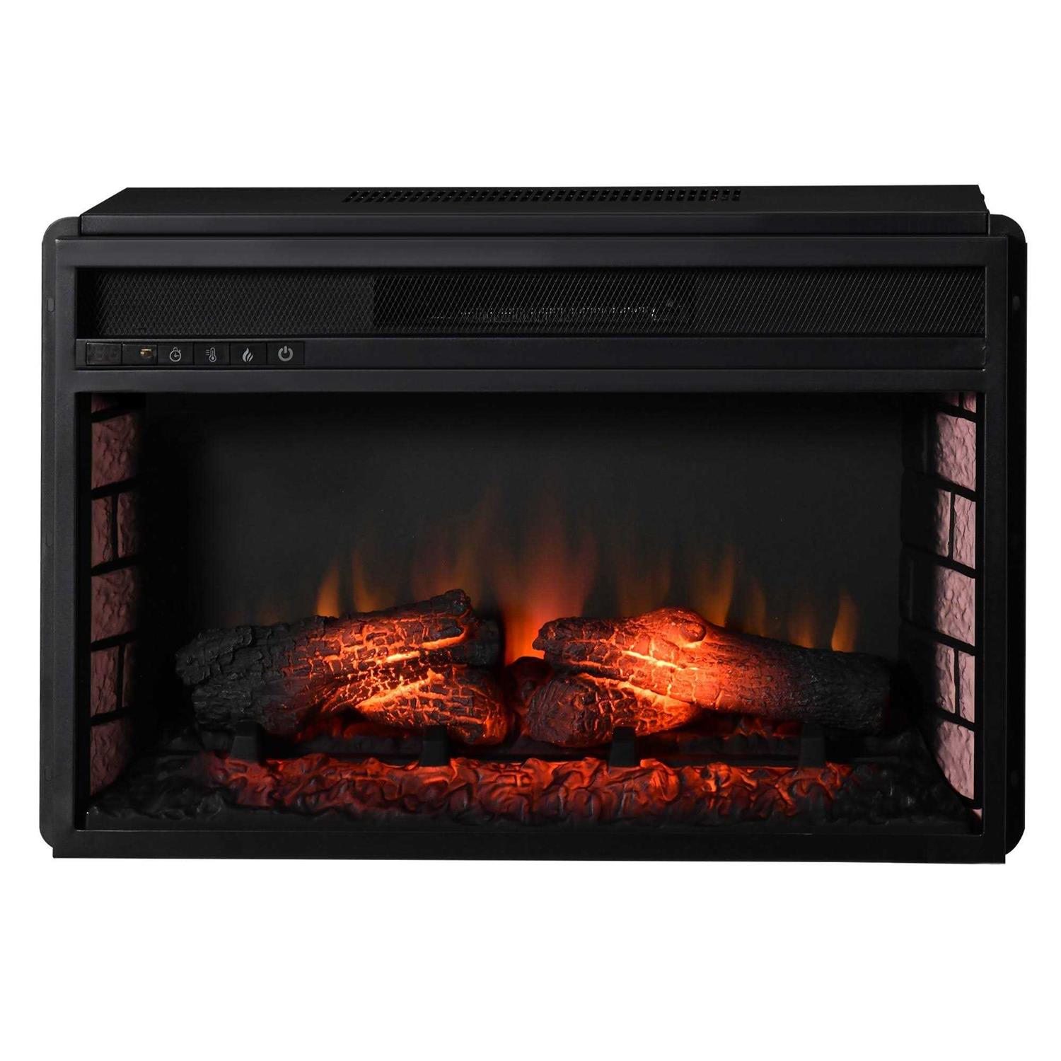 Homcom 27 Electric Fireplace Insert with Realistic Log Flame, Remote Control, and Adjustable Brightness