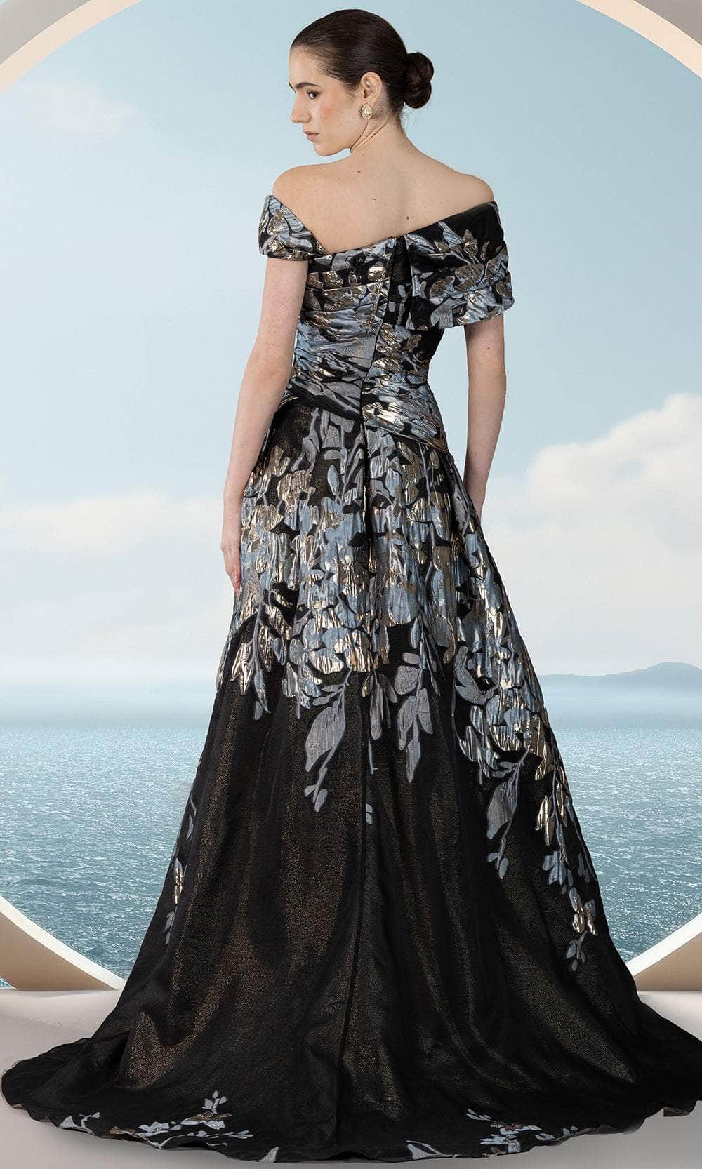 Asymmetrical Off Shoulder Evening Dress