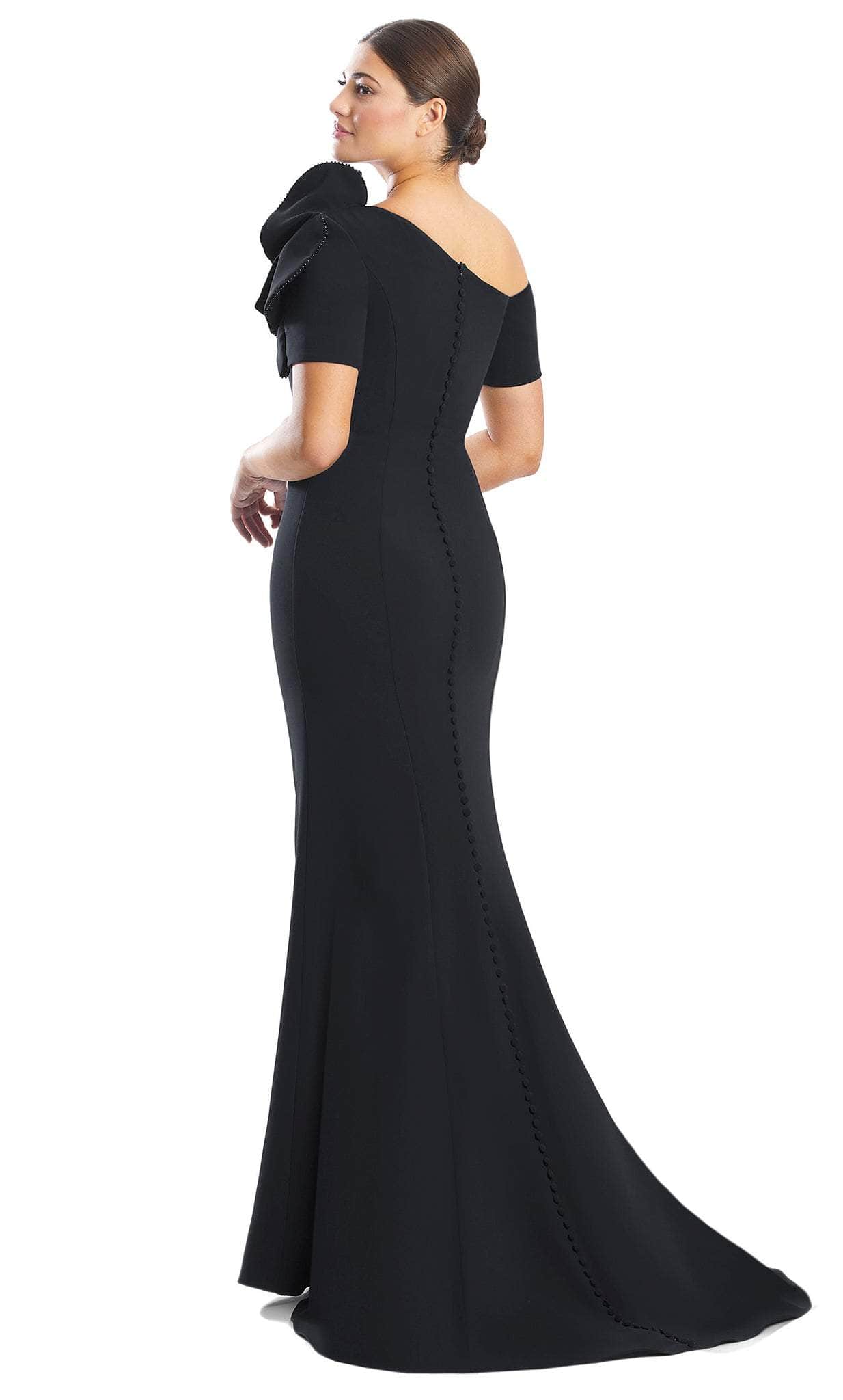 Rose-Detailed Asymmetrical Formal Gown
