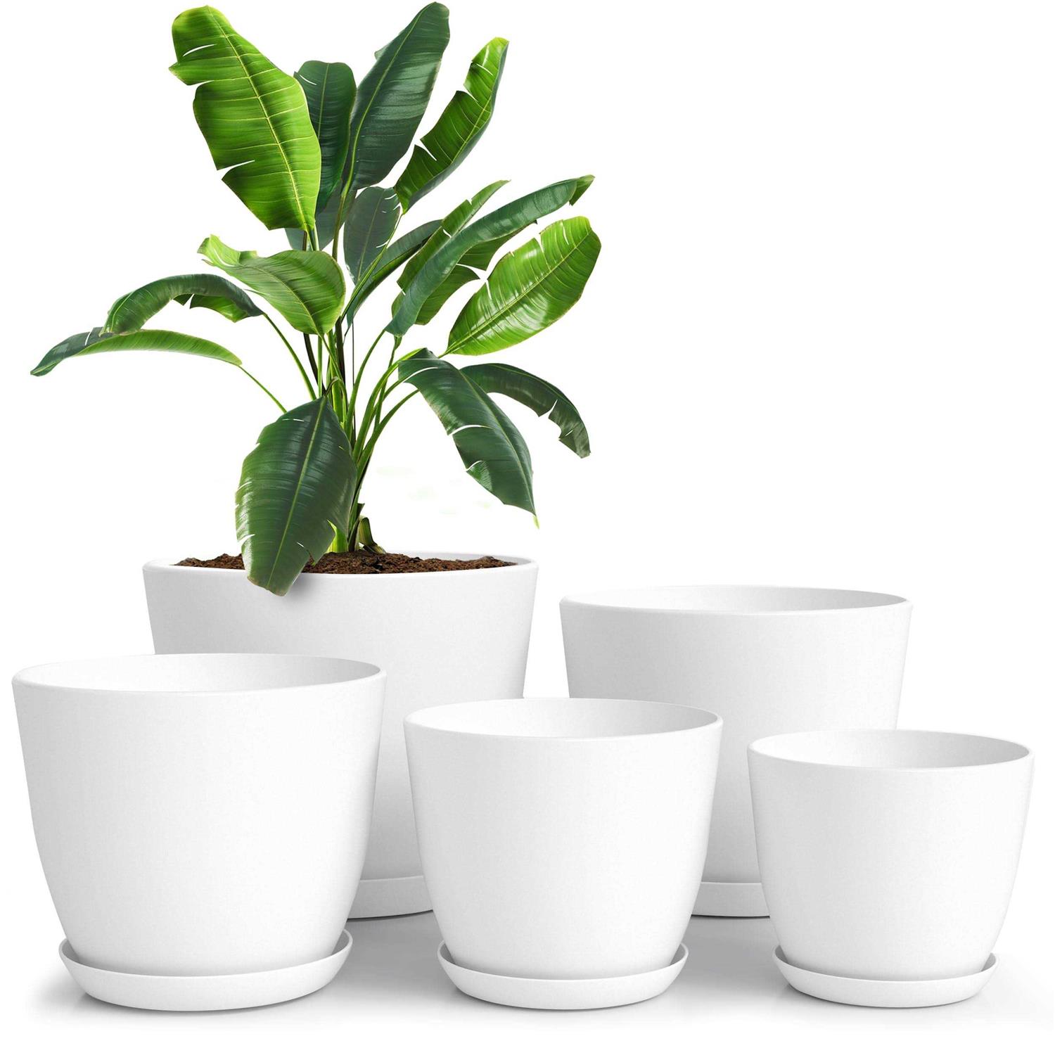 Utopia Home Plant Pots Indoor with Drainage 7/6.6/6/5.3/4.8 Inches Home Decor Flower Pots for Indoor Planter