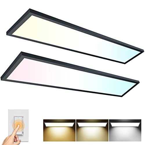 Aikvsxer 1×4 Led Flat Panel Light CPANL Surface Mount Led Ceiling Light Black