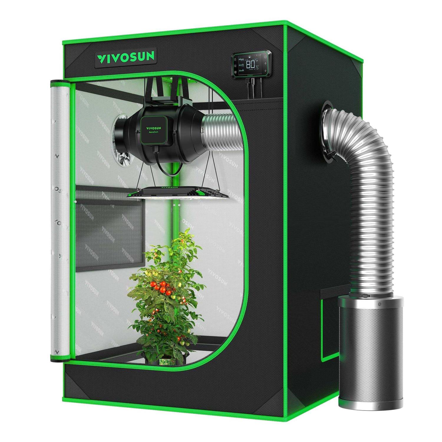 VIVOSUN S223 2×2 Grow Tent, 24x24x36 High Reflective Mylar with Observation Window and Floor Tray for Hydroponics Indoor