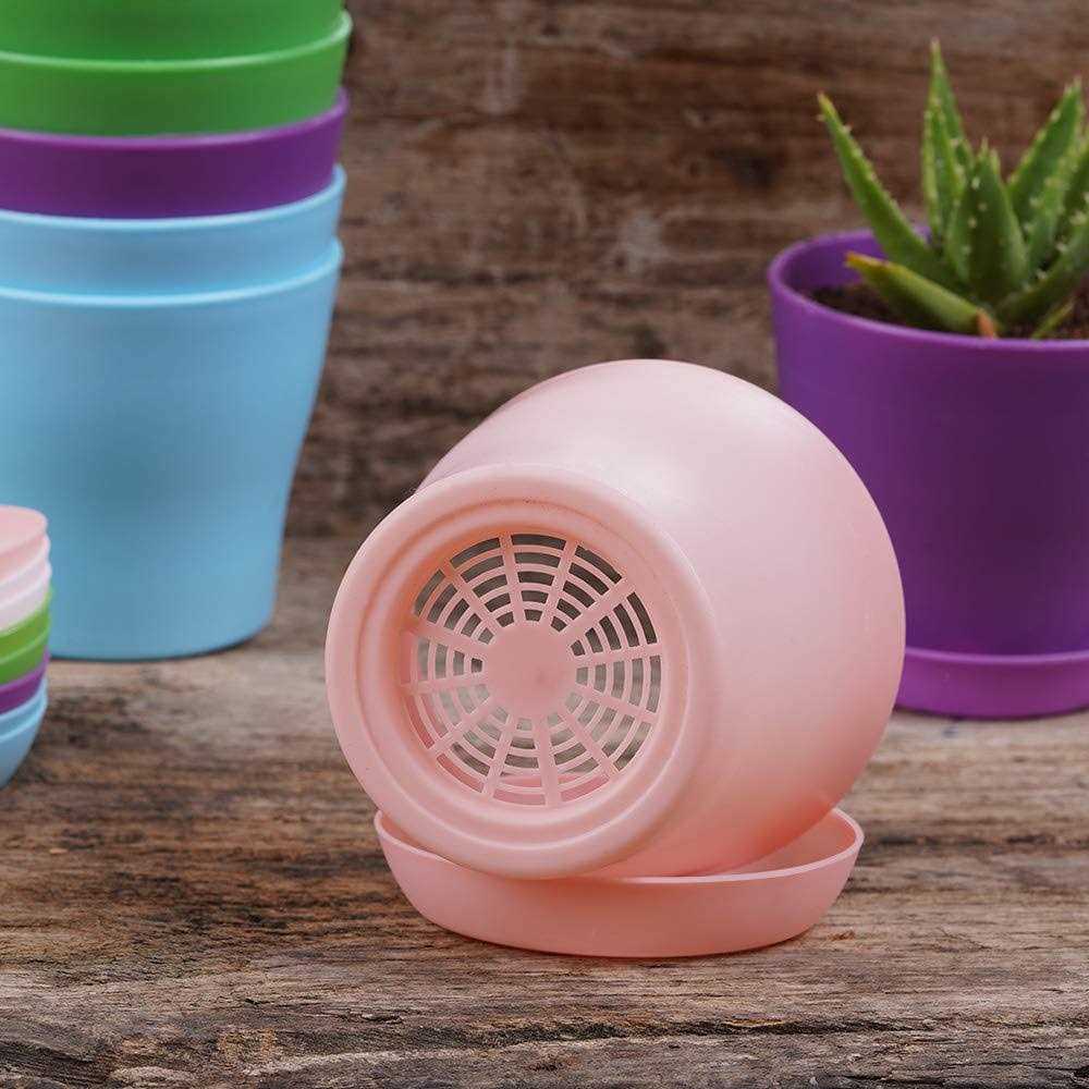 TDHDIKE 10 Pcs Plastic Planters Indoor Pots Mini Flower Seedlings Nursery Flower Pot with Pallet
