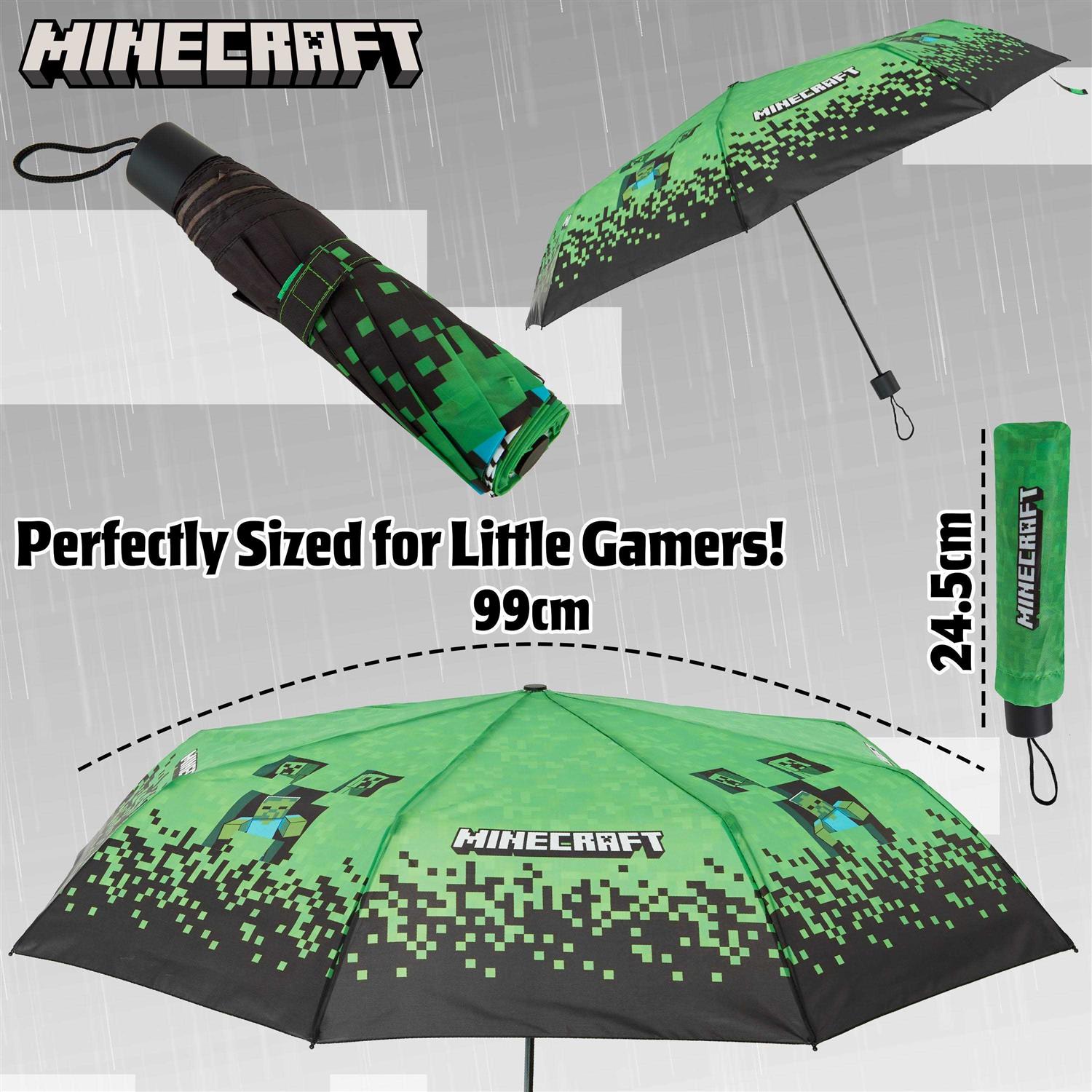 Minecraft Umbrella Kids Clear Dome Folding Umbrella Boys and Girls Travel Telescopic Stick Umbrella Windproof Strong Transparent See Through