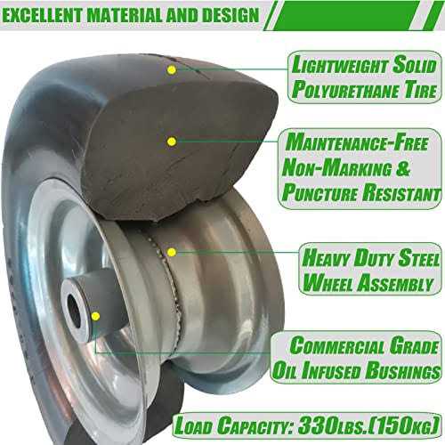2 Pcs 11×4.00-5 Flat Free Lawn Mower Tire on Wheel, 3/4 or 5/8 Bushing