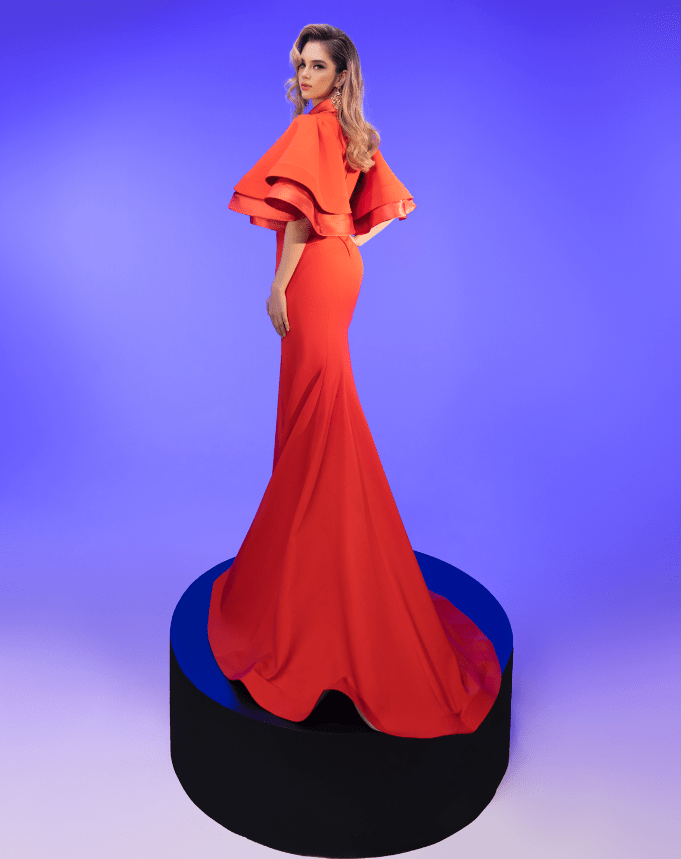 Flutter Sleeves Mermaid Gown