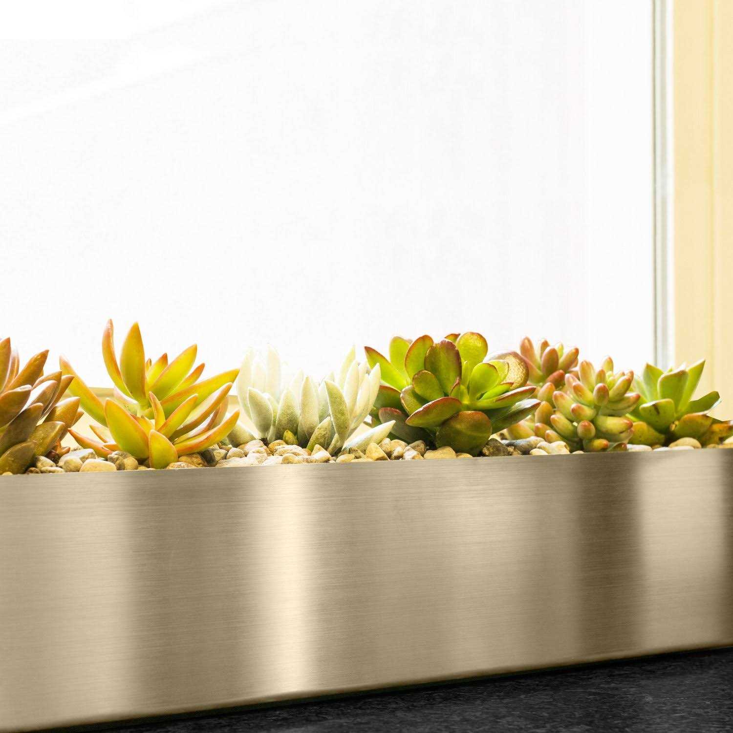 Buhbo Modern Steel Trough Rectangle Planter
