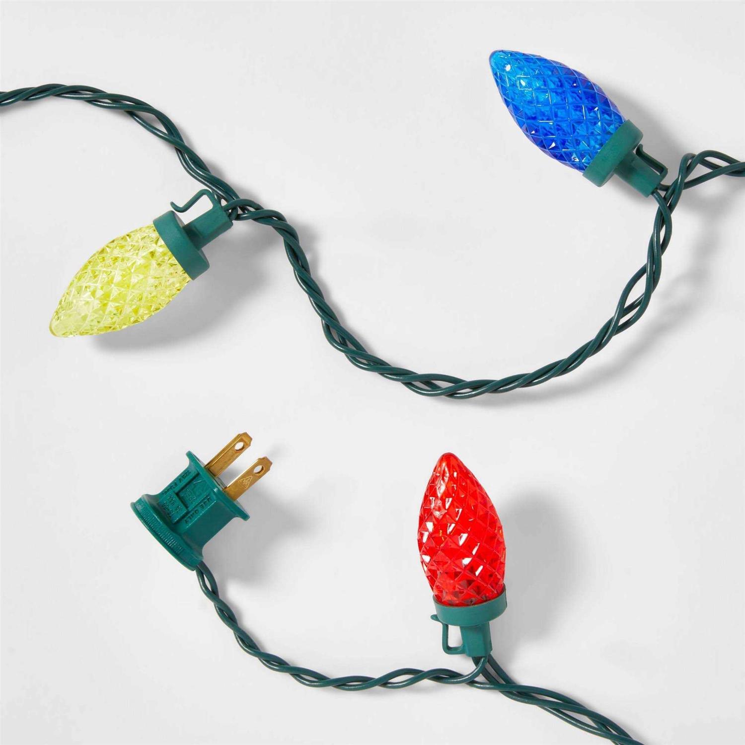 Wondershop LED C6 Faceted Christmas String Lights Green Wire