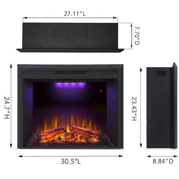 Valuxhome 33 in. 750-Watt/1500-Watt Electric Fireplace Insert with Overheating Protection