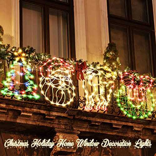 16 Inch Christmas Window Silhouette Lights Decorations 4 Pack Waterproof Window Hanging Lights Elk