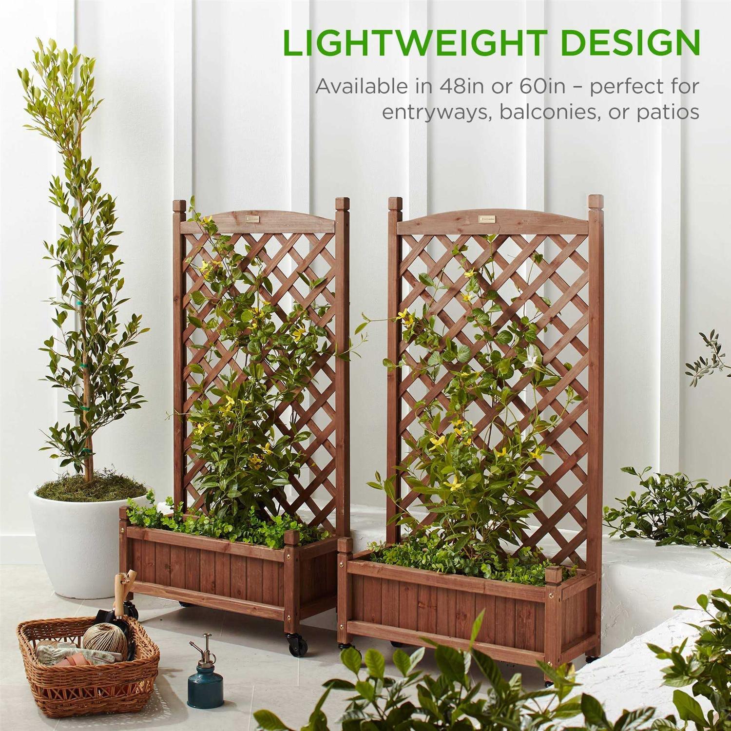 Best Choice Products 48in Wood Planter Box & Diamond Lattice Trellis