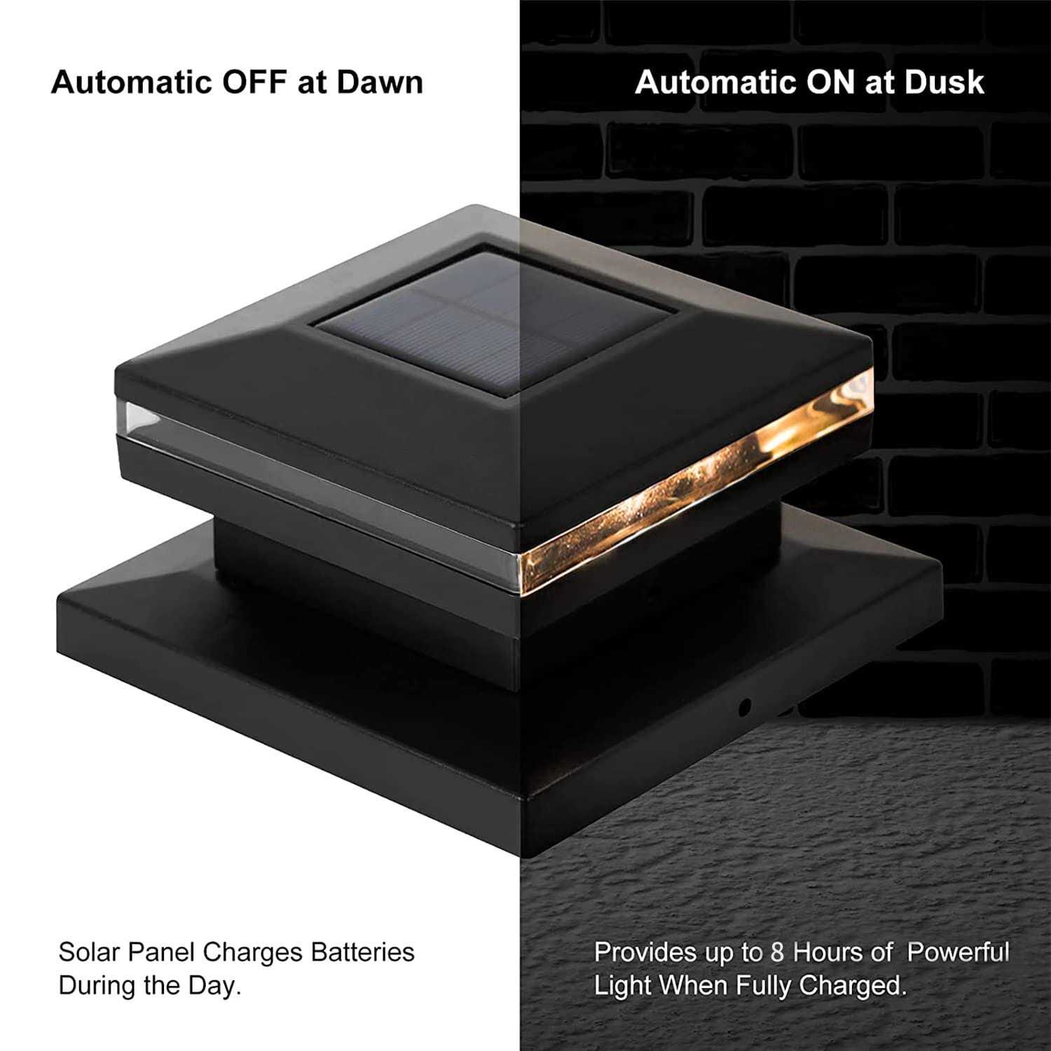 Viewsun 8 Pack Solar Post Lights Outdoor Fence Post Cap Light Solar Powered Caps for Deck