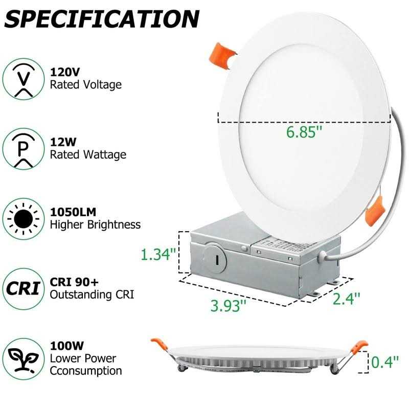TDLOL 12 Pack Recessed Lighting 6 Inch with Junction Box 12W 120W Eqv Recessed Lighting
