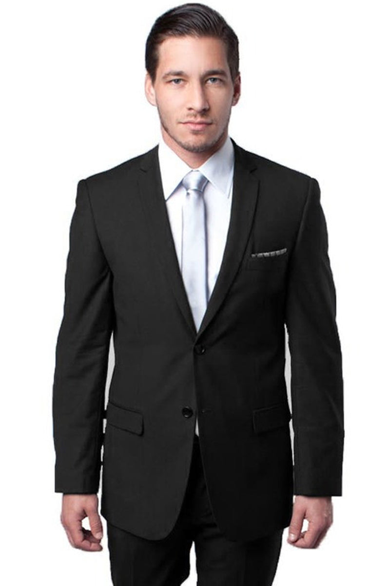 Men’s Basic 2 Button Slim Fit Wedding Suit in Black