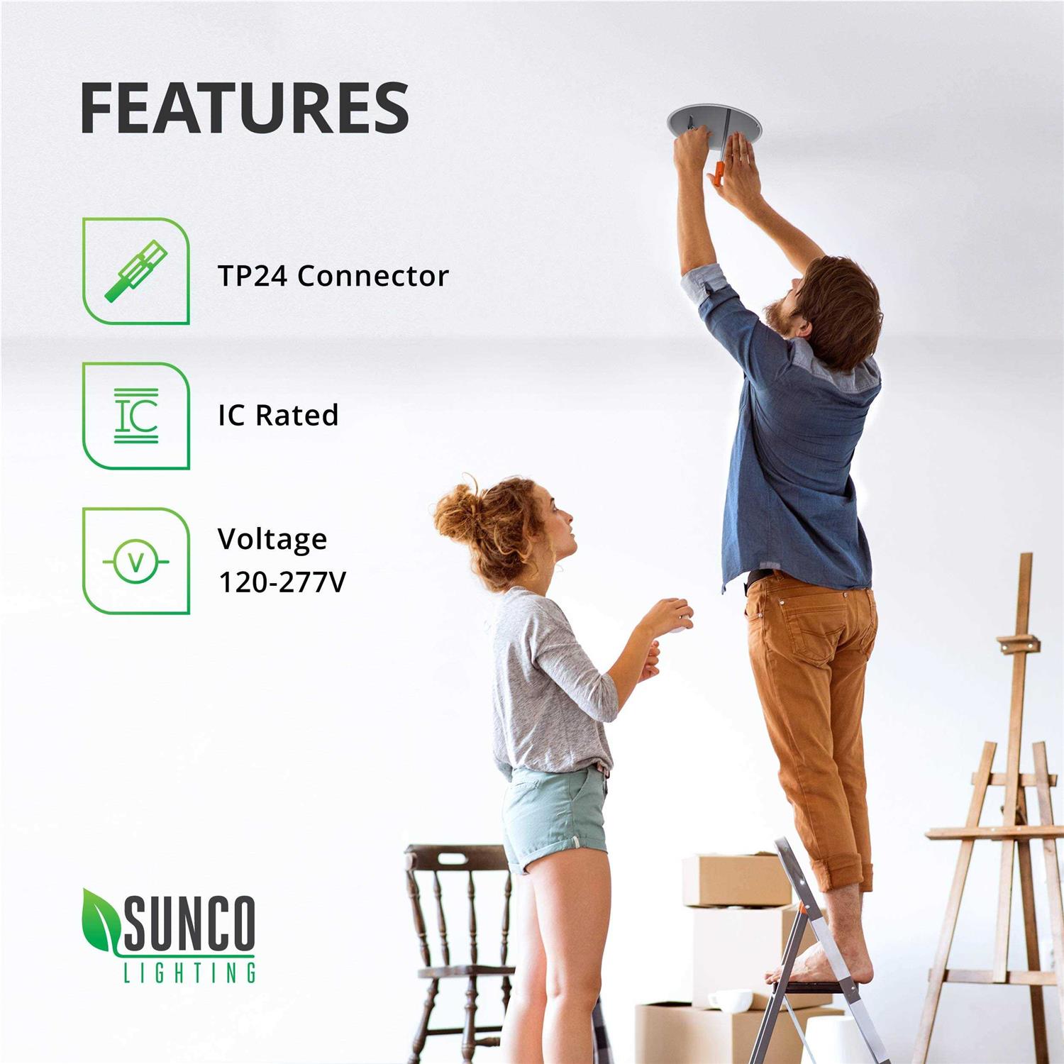 Sunco Lighting 6 Pack 4 Inch New Construction Housing Air Tight IC Rated Steel Can