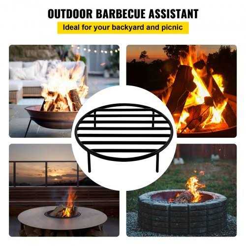 VEVOR Fire Pit Grate Heavy Duty Iron Round Firewood Grate Round Wood Fire Pit Grate
